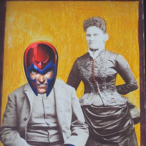 Magneto and wife | X-Men |  Original Art | Mixed Media | Magneto | Antique | Stan Lee | Wall Art | Comic Book Art | Comic Con | Funny Art |