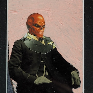 Painted Tin Type of Red Skull | Original mixed media art | Captain America | Avengers | Funny Gift | Weird | Odd | Old Photo | Antique