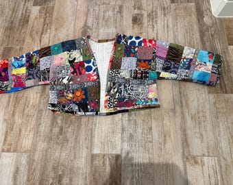 Patchwork Upcycled Embellished Short Jacket