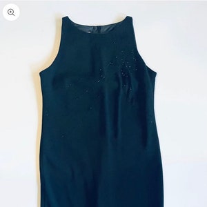 Vintage 90s beaded black maxi dress - Size 8 / M