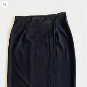 Vintage 90s black wrap midi skirt - Size 8
