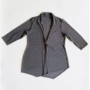 Vintage 90s grey asymmetrical knit cardigan - Size L
