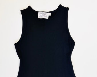 Vintage 90s black mini tank dress - Size S