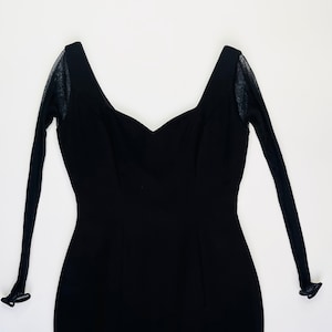 Vintage 90s black mesh sleeve mini dress - Size M