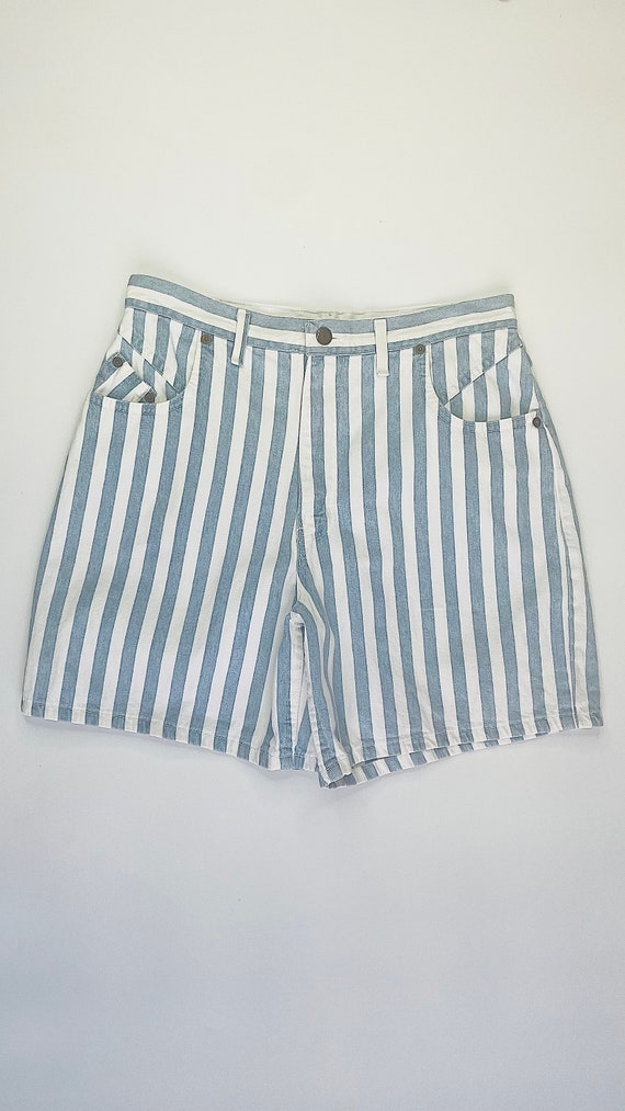 Vintage 90s Faded Glory blue and white striped den
