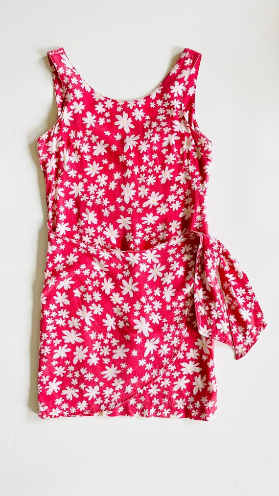 Vintage 90's GUESS red daisy print tank dress - Si