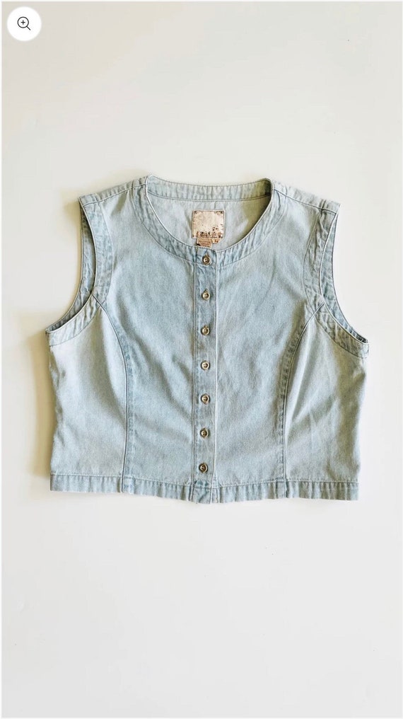 Vintage 90s light blue denim vest - Size L