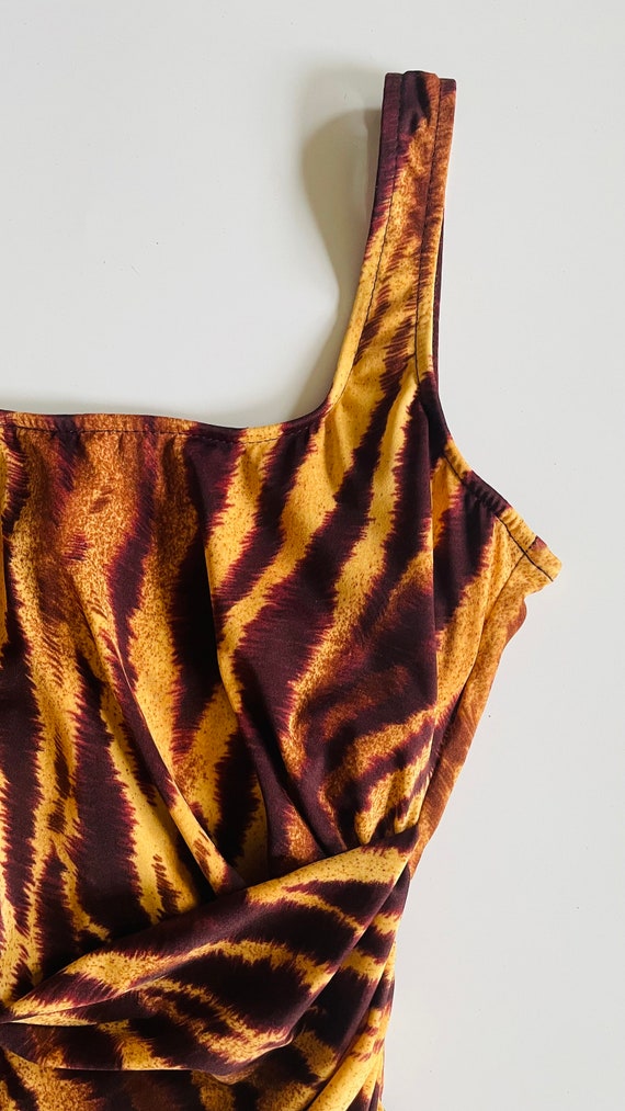 Vintage 90s brown & black tiger striped swimsuit … - image 2