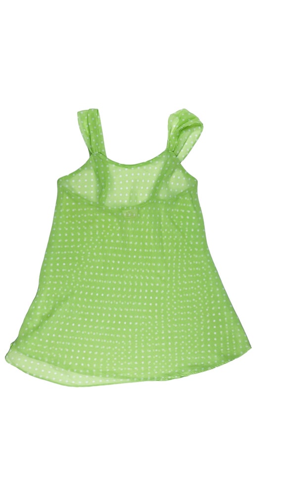 green polka dot slip dress Vintage 90s Neon Sheer - Size S Eliza khaki spot