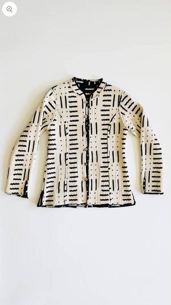 Vintage cream & black quilted reversible jacket - 