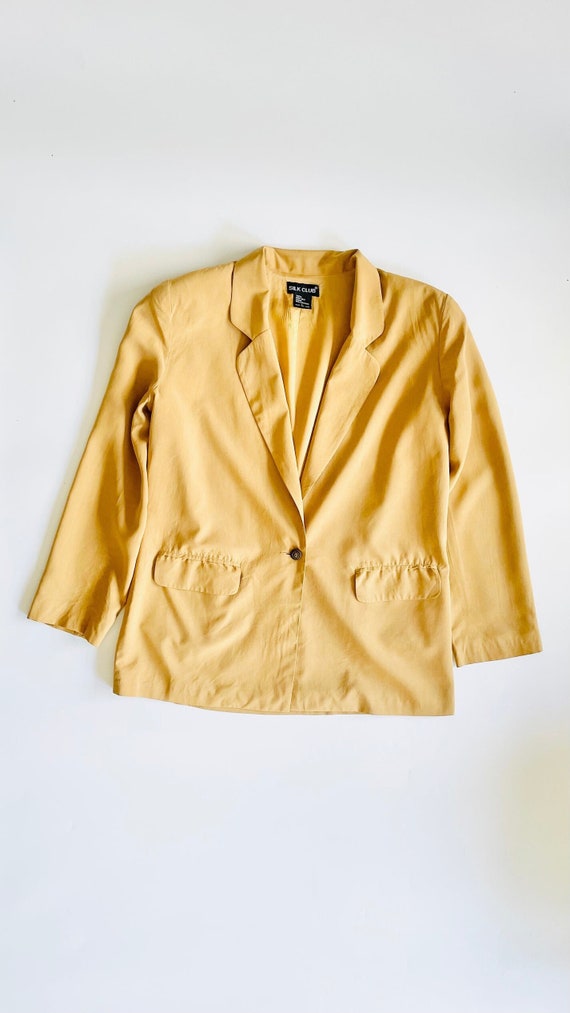 Vintage 90s mustard silk blazer - Size L