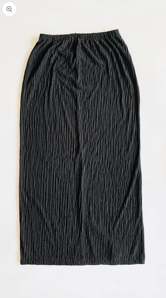 Black 90s pleated textured high waist floor length