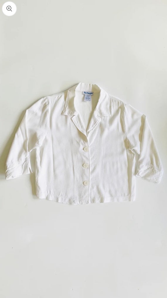 White cropped boxy oversized button up 90s contem… - image 1