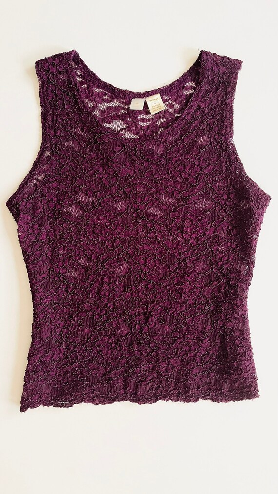 Vintage 80s Victoria’s Secret purple lace tank top