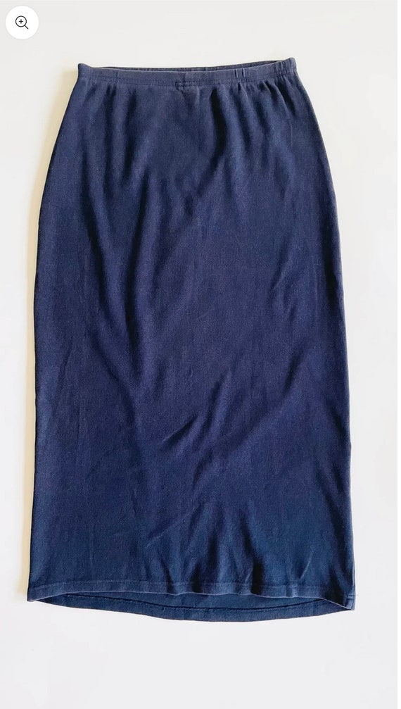 Vintage 90s navy blue ribbed maxi skirt - Size L - image 2