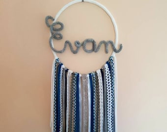 Dream catcher first name in customizable knitting birthday gift - children's room decoration - baptism gift - birth gift