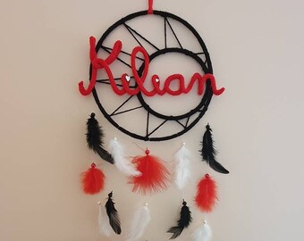 Dream catcher sun feathers in bright knitting birthday gift - children's room decoration - baptism gift - birth gift