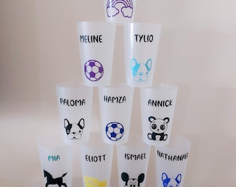 Verre personnalisé - Gobelet personnalisé réutilisable eco responsable pour école Nounou crèche rentrée en maternelle - Anniversaire - ETVJ