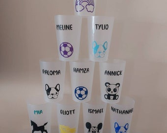 Personalized glass - Eco-responsible reusable personalized cup for school Nanny nursery back to kindergarten - Birthday - ETVJ