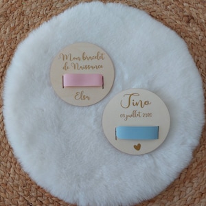 Carte de naissance en bois -Carte de bienvenue et bracelet de naissance - Souvenir de naissance - Bracelet de naissance - infos de naissance