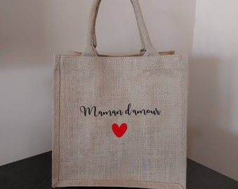 Jute tote bag of your choice/ personalized tote bag/ jute bag / customizable bag / girlfriend gift / Mom gift / Granny gift 15 L