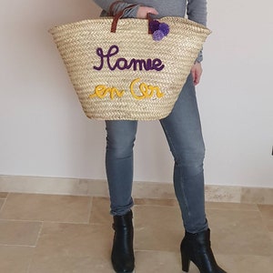 Panier osier personnalisé en tricotin pour mamie texte personnalisé Cadeau maman Fête des mères Fête des grands-mères Mamie en or image 2