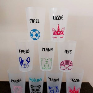 Verre personnalisé Gobelet personnalisé réutilisable eco responsable pour école Nounou crèche rentrée en maternelle Anniversaire ETVJ Bild 2