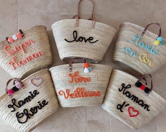 Personalized knitted wicker basket for grandma - personalized text - Mom gift - Mother's Day