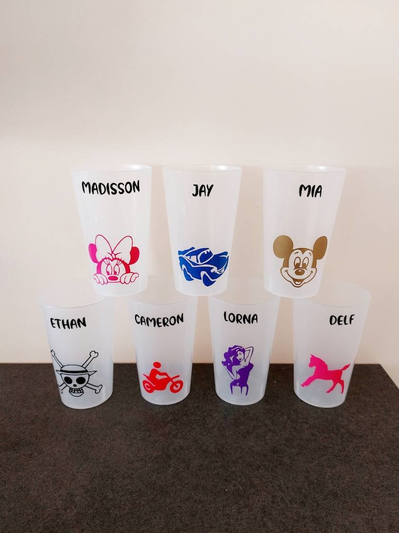 Verre personnalisé Gobelet personnalisé réutilisable eco responsable pour école Nounou crèche rentrée en maternelle Anniversaire ETVJ image 9