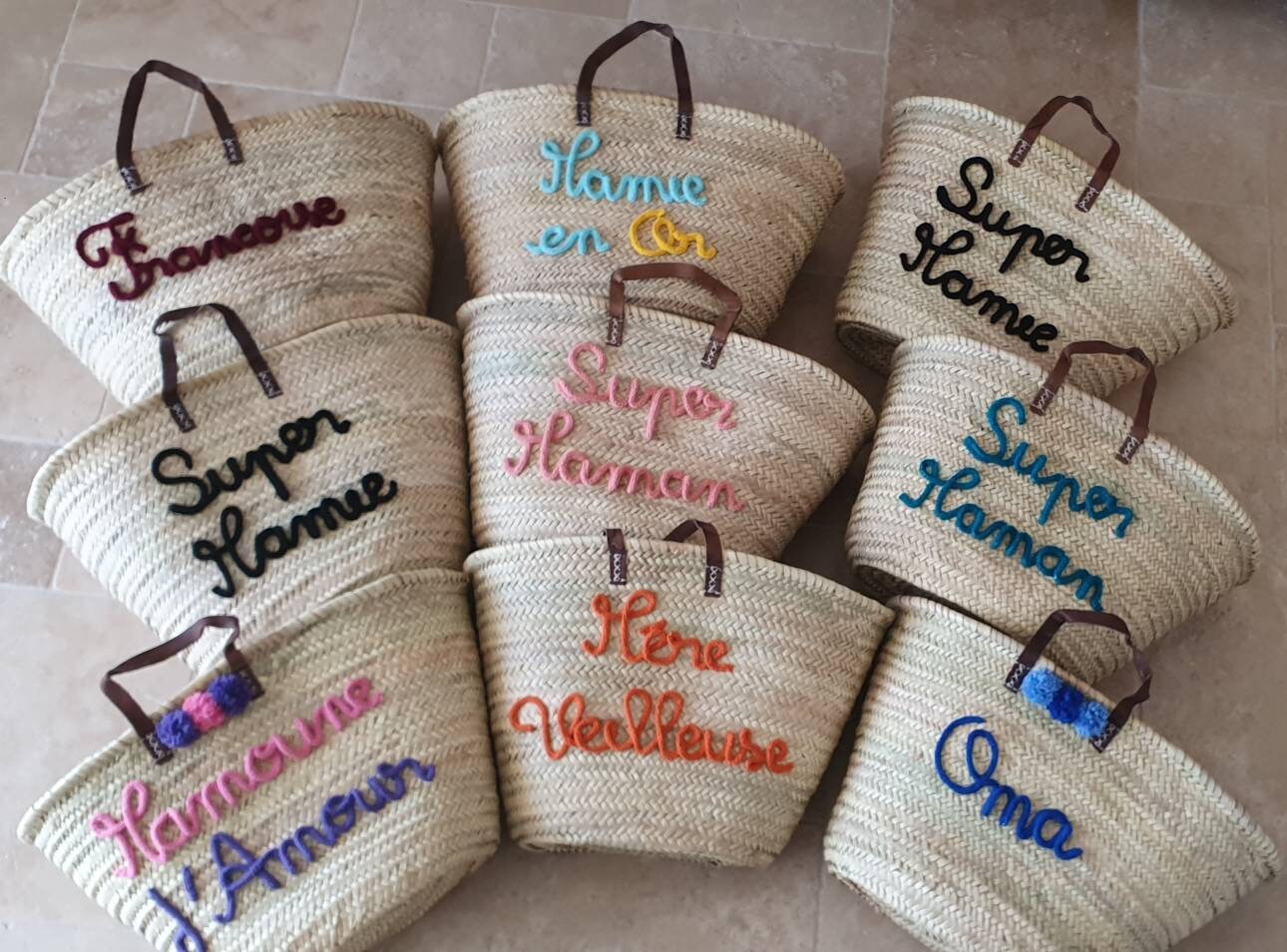 Panier Osier Personnalisé en Tricotin Pour Mamie - Texte Cadeau Maman Fête Des Mères