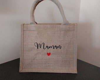 Jute tote bag of your choice/ personalized tote bag/ jute bag/customizable bag/girlfriend gift/Mom gift/Granny gift 7 L