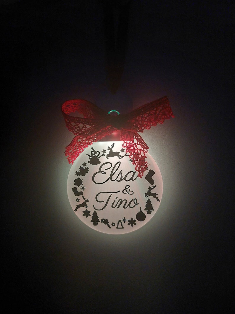 Boule de Noel en lumineuse personnalisée décoration de noël boule de noël personnalisable image 7