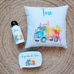 Boite à goûter - gourde - coussin personnalisable coussin personnalisé gourde enfant, maternelle gourde personnalisé gourde rentrée scolaire