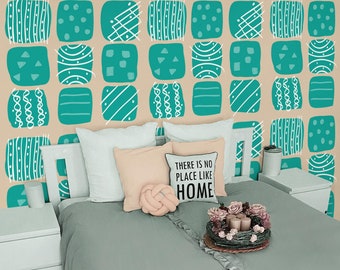 Nursery Mural, Modern Mural, Abstract Wallpaper, Midcentury Wallpaper, Unique Mural, Colorful Trendy Mural, Dominica Wallpaper, M129