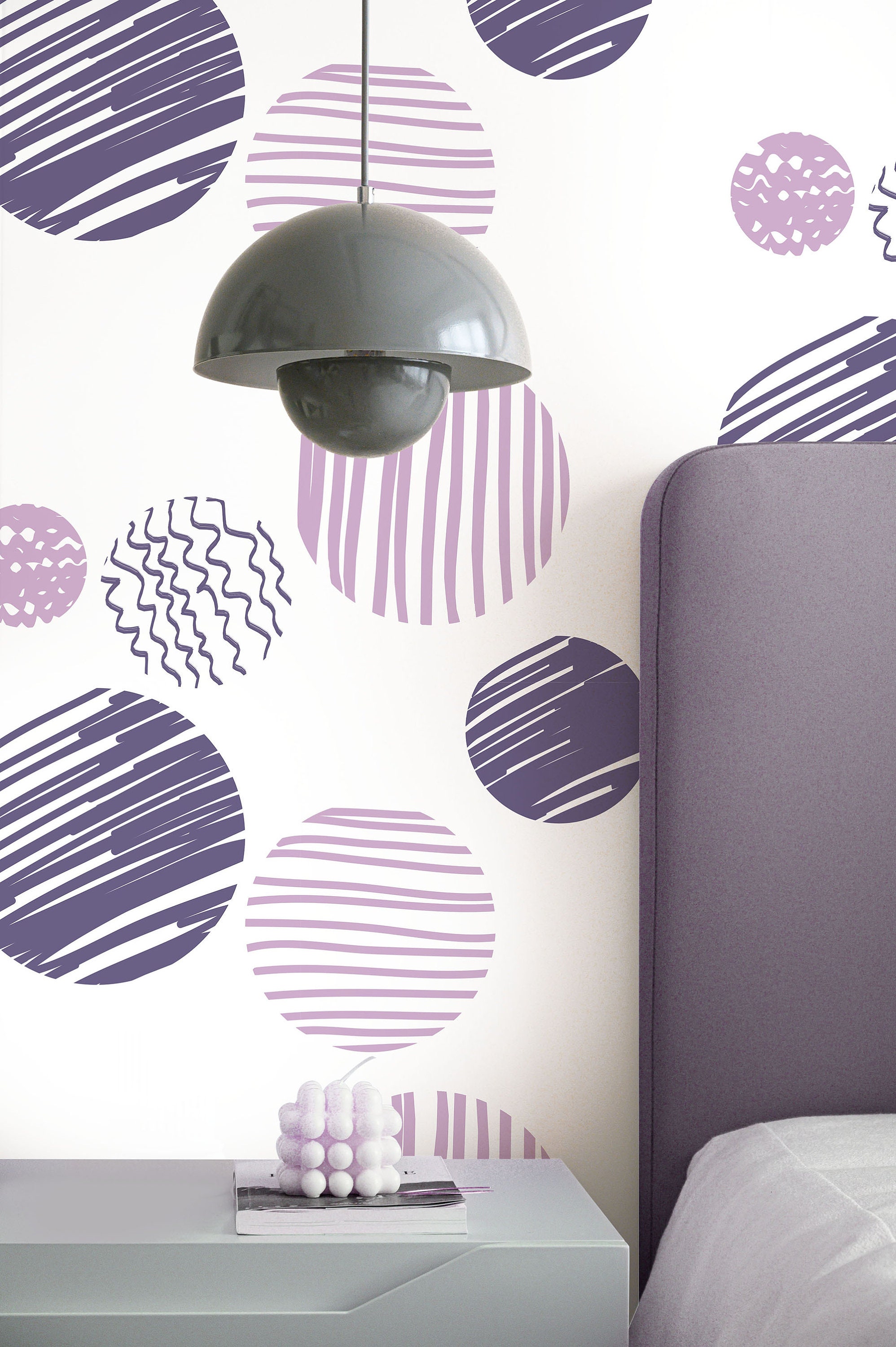 Round Sketch Wallpaper Mural for Teenagers Colorful Etsy