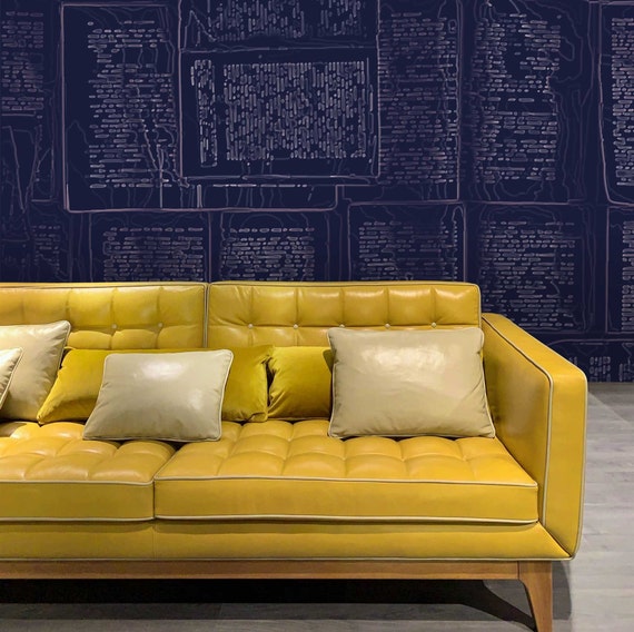 Book Wallpaper, Unique Wallpaper, Modern Mural, Contemporary Mural, Vintage Wallpaper, Peel and Stick, Adhesive Wallpaper, Adeline, M102