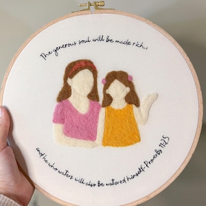 Custom Felted Portrait Embroidery Hoop: Handmade Family Art Keepsake