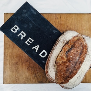 Beeswax Bread Bag -  Black block print