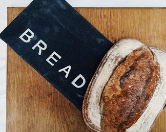 Beeswax Bread Bag -  Black block print