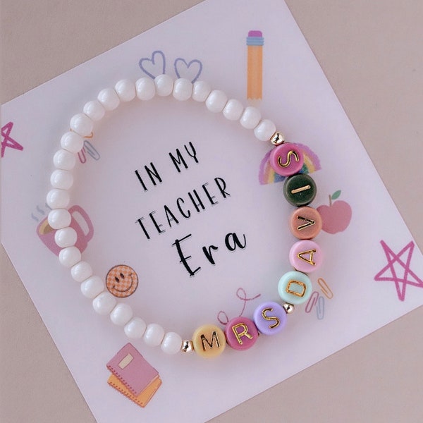 Teacher Bracelet | In My Teacher Era Beaded Bracelet | Custom Teacher Beaded Bracelet |  Teacher Appreciation