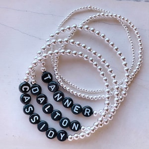 Sterling Silver Personalized Beaded Name Bracelet | Custom Word Beaded Bracelet | Name Bracelet | Custom Name Bracelet