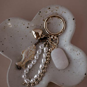 Pearly Fish Bag Charm | Coastal Keychain | Purse Charm | Keychain Charms| Fish Bag Charm | Beach Bag Charm