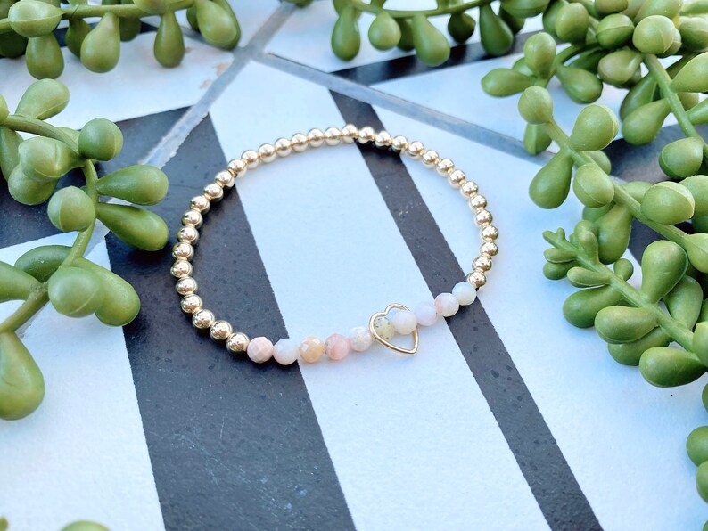 ADD ON 14kt Gold Floating Heart Charm Personalized Beaded Etsy