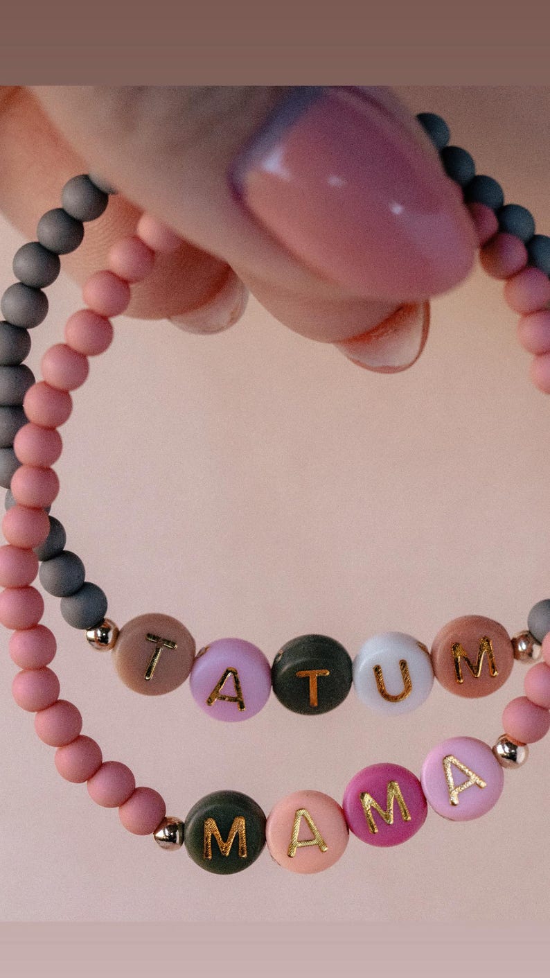 Custom Beaded Name Bracelet by the Neon Cactus Studio Name Beaded