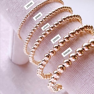 Pulsera de cuentas con forma de bola de oro amarillo relleno de 14 kt / Pulsera de cuentas personalizada con nombre / Pulsera de cuentas con palabra personalizada / Pulsera con nombre