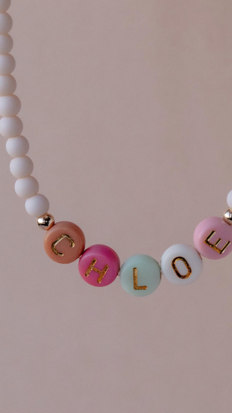 Custom Beaded Name Bracelet by the Neon Cactus Studio Name Beaded