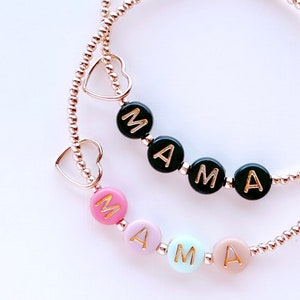 14kt gold filled Mama Beaded Bracelet | Personalized Beaded Name Bracelet | Custom Word Beaded Bracelet | Mama Bracelet