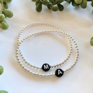 3mm Sterling Silver Initial Beaded Name Bracelet | Custom Word Beaded Bracelet | Name Bracelet | Custom Name Bracelet