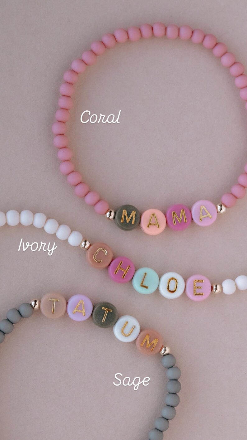 Custom Beaded Name Bracelet by the Neon Cactus Studio Name Beaded