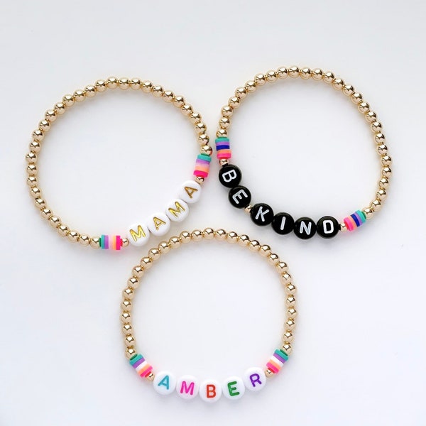 Pulsera de cuentas de frase de arco iris / Pulsera de nombre de cuentas personalizada / Pulsera de cuentas de palabra personalizada / Pulsera de nombre / Pulsera de nombre personalizada